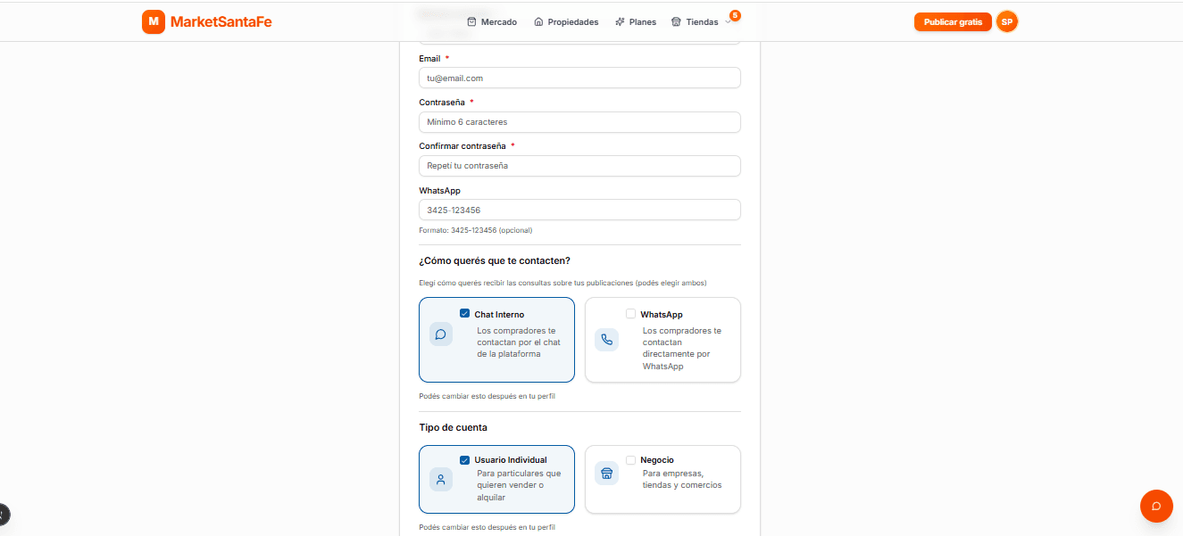 Inicio del marketplace