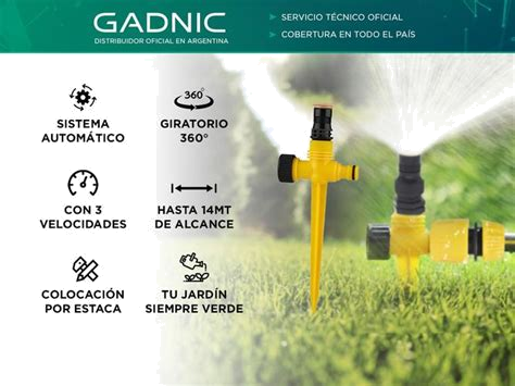 Aspersor Giratorio Automático Gadnic Riego 360°